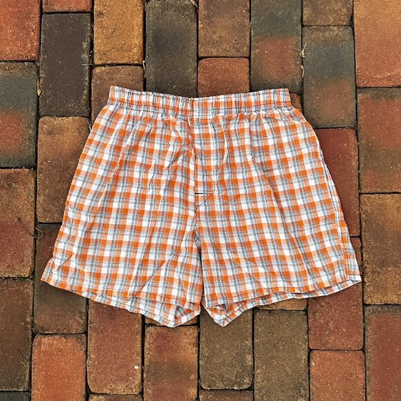 Orange and White Hanes Tagless Plaid Boxers - Picture 8 of 9